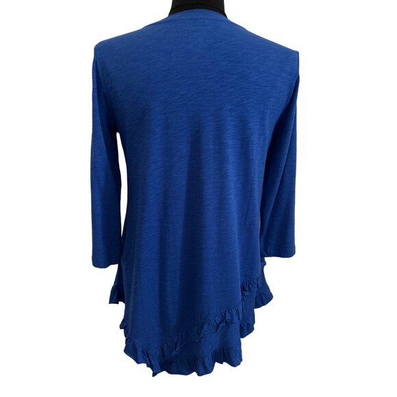 Westbound Womens Asymmetrical Ruffled Hem Top - Blue Size Small - Picture 3 of 6